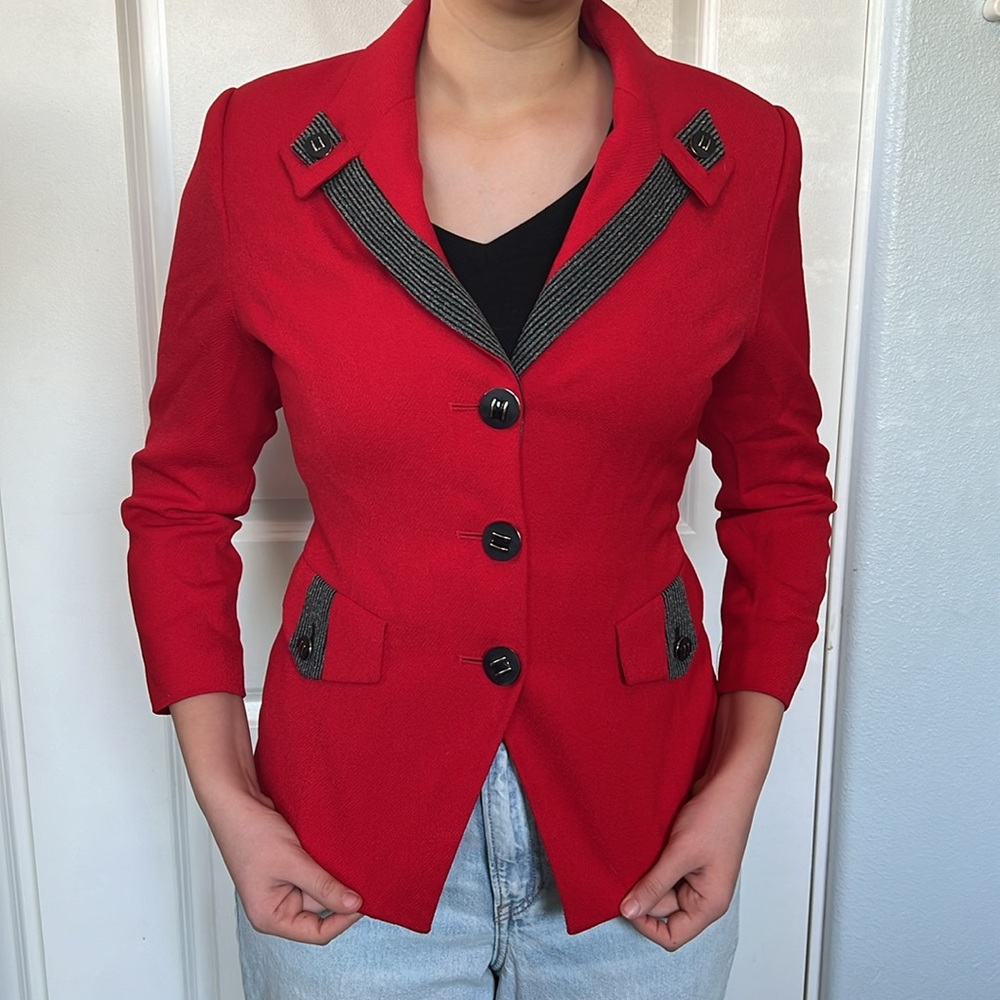 vintage 90s VIVIDA red grey Avant Garde blazer jacket S M